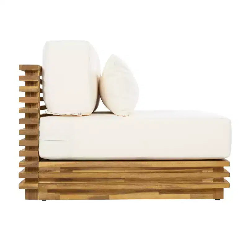 Conjunto de conversación de 2 piezas Weston de Christopher Knight Home, con sillón moderno de acacia para patio, mesa auxiliar y cojines