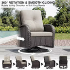 UPTIOT 6-Piece Outdoor Patio Set with Fire Pit Table, Two 3-Seat Sofas, Swivel Chairs & Side Table for Large Gatherings