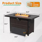UPTIOT 6-Piece Outdoor Patio Set with Fire Pit Table, Two 3-Seat Sofas, Swivel Chairs & Side Table for Large Gatherings