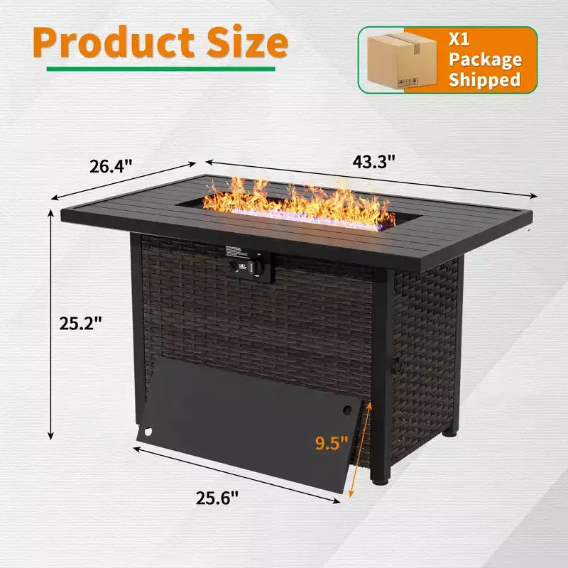UPTIOT 6-Piece Outdoor Patio Set with Fire Pit Table, Two 3-Seat Sofas, Swivel Chairs & Side Table for Large Gatherings