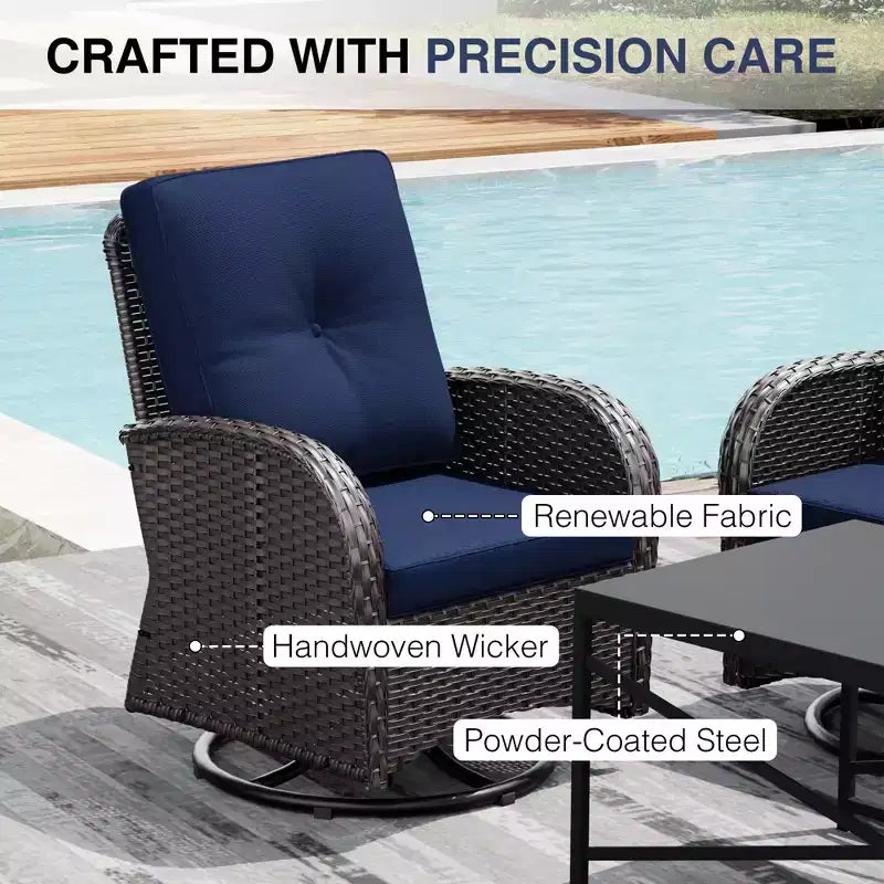 UPTIOT 6-Piece Outdoor Patio Set with Fire Pit Table, Two 3-Seat Sofas, Swivel Chairs & Side Table for Large Gatherings