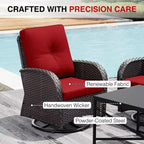UPTIOT 6-Piece Outdoor Patio Set with Fire Pit Table, Two 3-Seat Sofas, Swivel Chairs & Side Table for Large Gatherings