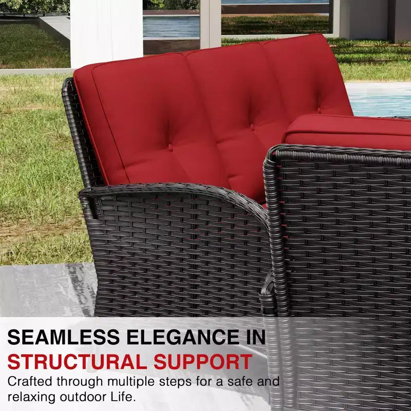 UPTIOT 6-Piece Outdoor Patio Set with Fire Pit Table, Two 3-Seat Sofas, Swivel Chairs & Side Table for Large Gatherings