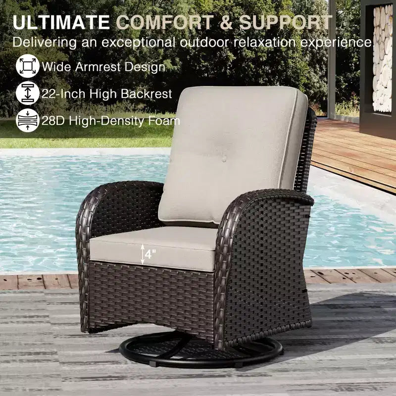 UPTIOT 6-Piece Outdoor Patio Set with Fire Pit Table, Two 3-Seat Sofas, Swivel Chairs & Side Table for Large Gatherings