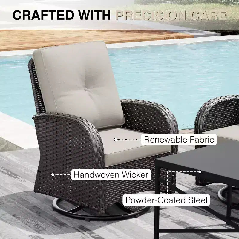 UPTIOT 6-Piece Outdoor Patio Set with Fire Pit Table, Two 3-Seat Sofas, Swivel Chairs & Side Table for Large Gatherings