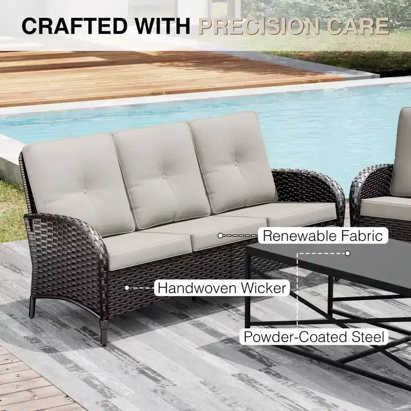 UPTIOT 6-Piece Outdoor Patio Set with Fire Pit Table, Two 3-Seat Sofas, Swivel Chairs & Side Table for Large Gatherings