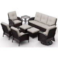 UPTIOT 8-Piece Outdoor Patio Set with 3-Seat Sofa, Swivel Chairs, Wicker Chairs, Ottomans & Side Table for Ultimate Comfort