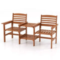 Costway Outdoor Patio Loveseat w/ Coffee Table & Umbrella Hole for Garden Poolside