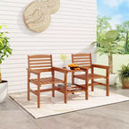 Costway tweezitsbank voor terras met salontafel en parasolopening, voor tuin en zwembad