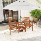 Costway tweezitsbank voor terras met salontafel en parasolopening, voor tuin en zwembad