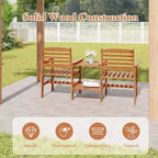 Costway tweezitsbank voor terras met salontafel en parasolopening, voor tuin en zwembad