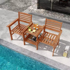 Costway tweezitsbank voor terras met salontafel en parasolopening, voor tuin en zwembad