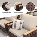 Whisen loungeset voor buiten, 5-delig, voor 7 personen, van rotan voor terras en tuin, met zachte kussens – wit