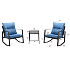 Whisen driedelige bistroset voor buiten met schommelstoelen, tuinset met schommelstoelen, kussen en 1 tafel - blauw