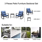 Whisen driedelige bistroset voor buiten met schommelstoelen, tuinset met schommelstoelen, kussen en 1 tafel - blauw