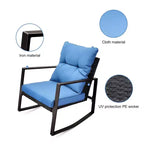 Whisen driedelige bistroset voor buiten met schommelstoelen, tuinset met schommelstoelen, kussen en 1 tafel - blauw