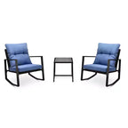 Whisen driedelige bistroset voor buiten met schommelstoelen, tuinset met schommelstoelen, kussen en 1 tafel - blauw