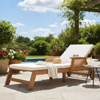 Christopher Knight Home Chalida moderne 2-delige set voor het terras met acaciahouten ligstoel en bijzettafel, met rugleuning in 3 standen