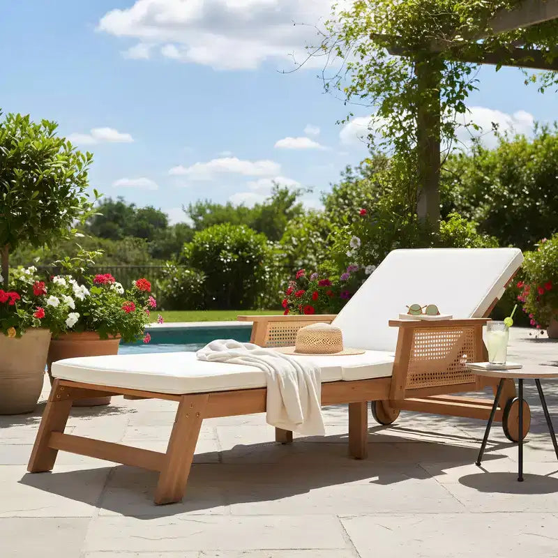 Christopher Knight Home Chalida moderne 2-delige set voor het terras met acaciahouten ligstoel en bijzettafel, met rugleuning in 3 standen