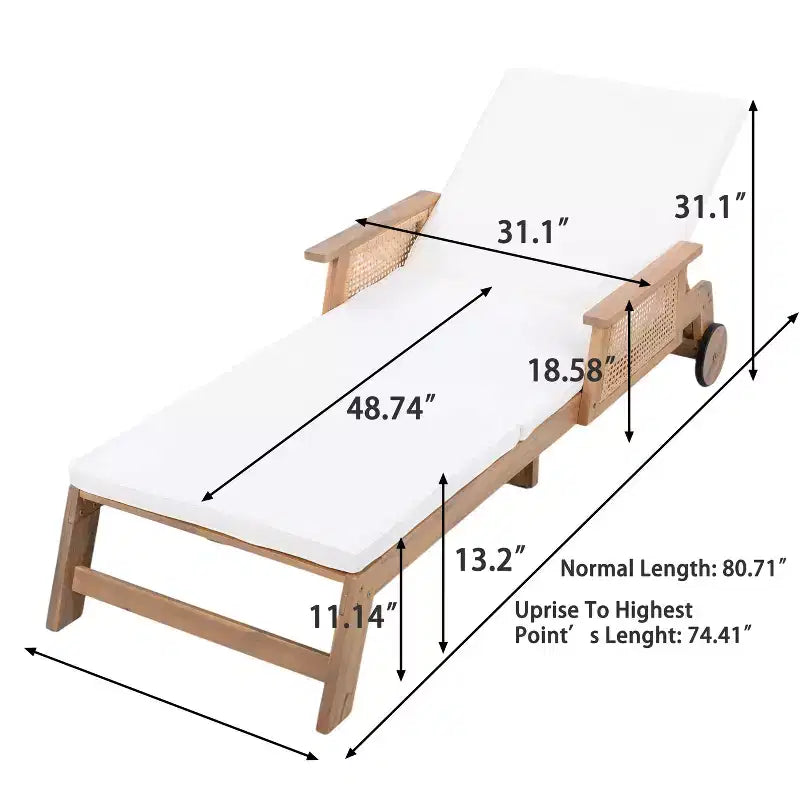 Christopher Knight Home Chalida moderne 2-delige set voor het terras met acaciahouten ligstoel en bijzettafel, met rugleuning in 3 standen