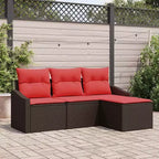 vidaXL Gartensofa-Set, 4-teilig, brauner Poly-Rattan