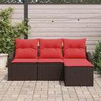 vidaXL Gartensofa-Set, 4-teilig, brauner Poly-Rattan