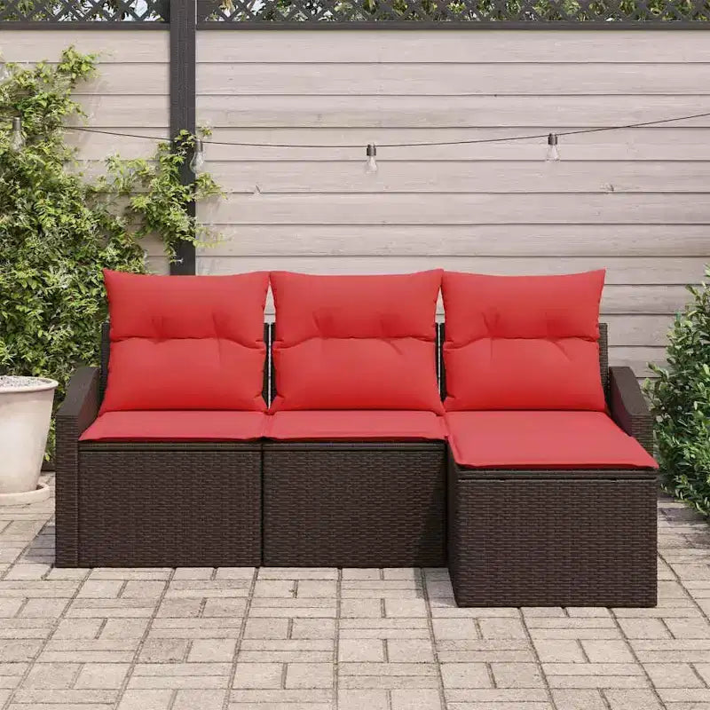 vidaXL Gartensofa-Set, 4-teilig, brauner Poly-Rattan
