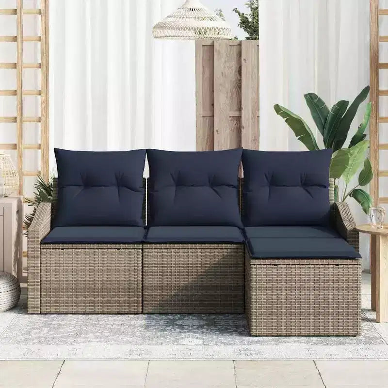 vidaXL Gartensofa-Set, 4-teilig, brauner Poly-Rattan