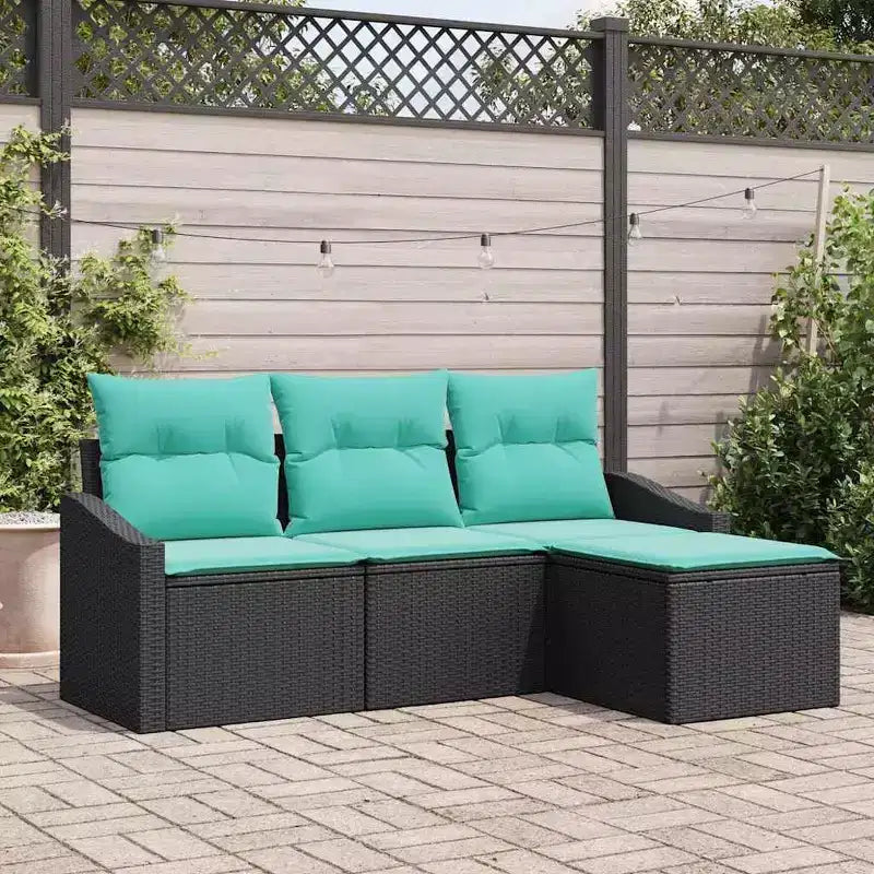 vidaXL Gartensofa-Set, 4-teilig, brauner Poly-Rattan