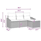 vidaXL Gartensofa-Set, 4-teilig, brauner Poly-Rattan