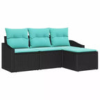 vidaXL Gartensofa-Set, 4-teilig, brauner Poly-Rattan