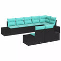 vidaXL Garden Sofa Set 8 pcs Black and turquoise 319 x 154 x 85 cm - Black and turquoise Without table