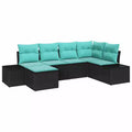 vidaXL Garden Sofa Set 6 pcs Black and turquoise 264 x 154 x 85 cm - Black and turquoise Without table