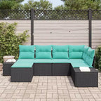Conjunto de sofá de jardín vidaXL de 6 piezas, negro y turquesa, 264 x 154 x 85 cm - Negro y turquesa sin mesa