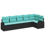 vidaXL Garden Sofa Set 6 pcs Black and turquoise Poly rattan - Black and turquoise without table