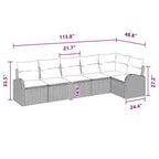 Conjunto de sofá de jardín vidaXL de 6 piezas, poliratán negro y turquesa - Negro y turquesa sin mesa