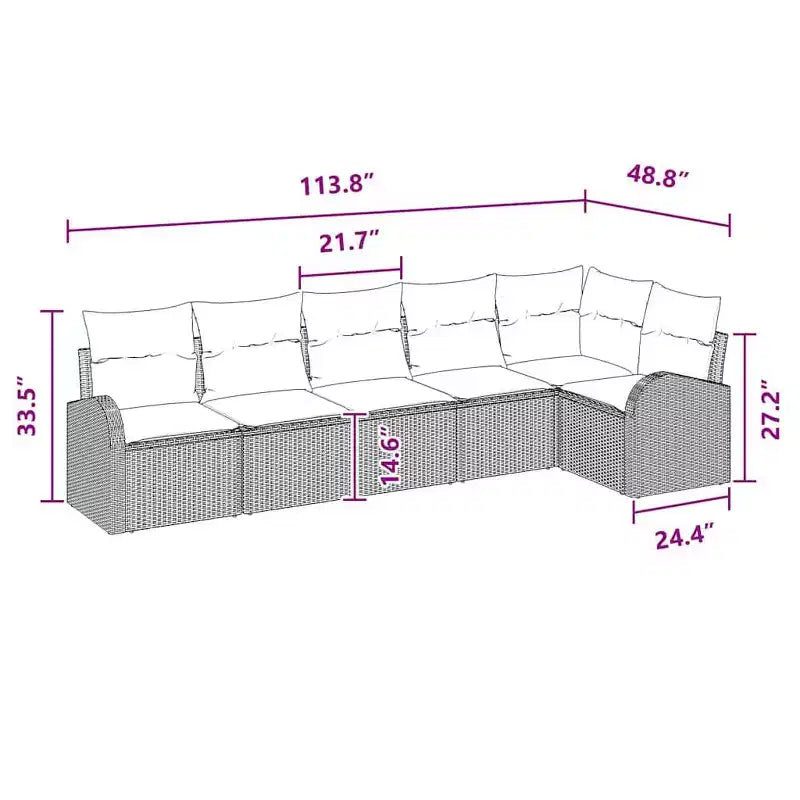 Conjunto de sofá de jardín vidaXL de 6 piezas, poliratán negro y turquesa - Negro y turquesa sin mesa