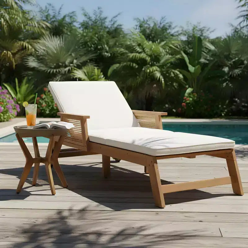 Christopher Knight Home Wei Modern 2 Piece Acacia Patio Sunlounge and Side Table Set with Wicker Design