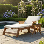 Conjunto moderno Christopher Knight Home Wei de 2 piezas, con tumbona de acacia para patio y mesa auxiliar con diseño de mimbre