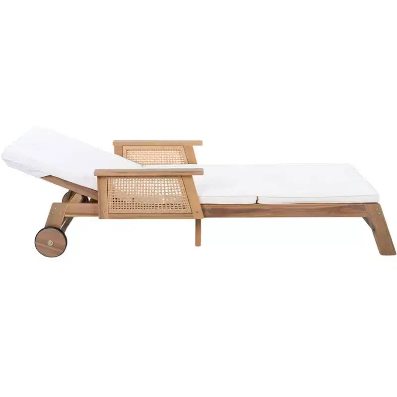 Conjunto moderno Christopher Knight Home Wei de 2 piezas, con tumbona de acacia para patio y mesa auxiliar con diseño de mimbre