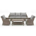 Martha Stewart All-Weather Rattan Wicker Patio Sofa, 2 Chairs,Coffee Table - Weathered Gray