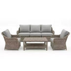 Martha Stewart All-Weather Rattan Wicker Patio Sofa, 2 Chairs,Coffee Table - Weathered Gray