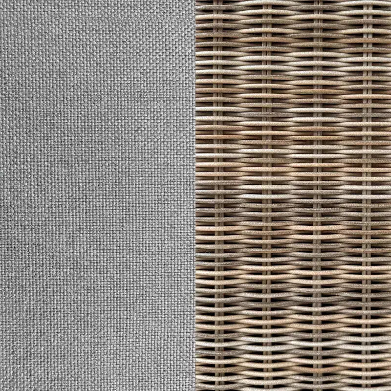 Martha Stewart weerbestendige rotan loungeset voor terras, 2 stoelen en salontafel – verweerd grijs