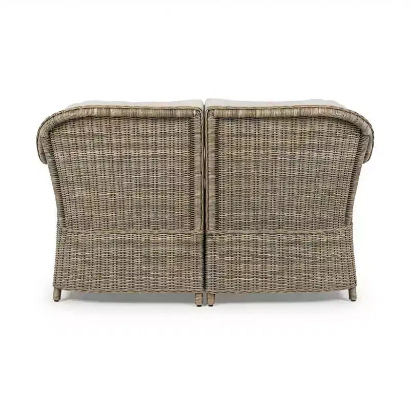 Martha Stewart weerbestendige rotan loungeset voor terras, 2 stoelen en salontafel – verweerd grijs