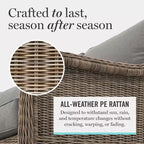 Martha Stewart weerbestendige rotan loungeset voor terras, 2 stoelen en salontafel – verweerd grijs