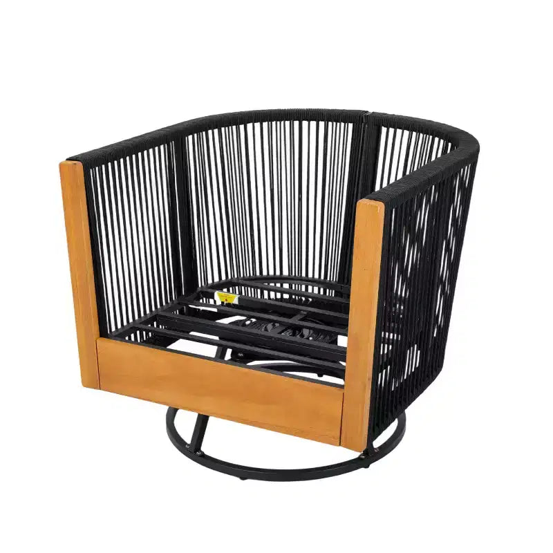 Conjunto de sillas giratorias modernas de acacia para patio con diseño de cuerda y mesa de metal Suriya de Christopher Knight Home