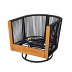 Conjunto de sillas giratorias modernas de acacia para patio con diseño de cuerda y mesa de metal Suriya de Christopher Knight Home