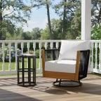 Conjunto de sillas giratorias modernas de acacia para patio con diseño de cuerda y mesa de metal Suriya de Christopher Knight Home