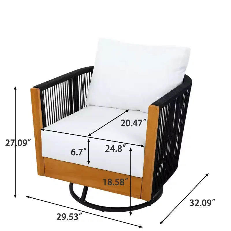 Conjunto de sillas giratorias modernas de acacia para patio con diseño de cuerda y mesa de metal Suriya de Christopher Knight Home