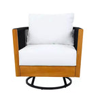 Conjunto de sillas giratorias modernas de acacia para patio con diseño de cuerda y mesa de metal Suriya de Christopher Knight Home